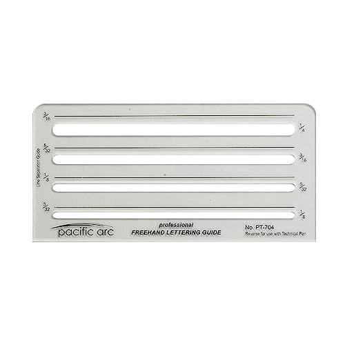 Pacific Arc - Freehand Lettering Aid Template - Stencil for Professional or School Work - 3.375” x 6.875