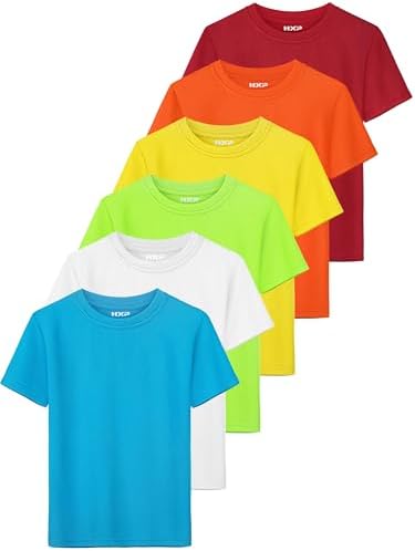 HXP 6 Pack Boys Mesh Athletic Shirts Youth Kids Dry-Fit T-Shirts Boys Activewear Short Sleeve Clothes for Kids Teens Color B 10-12Y