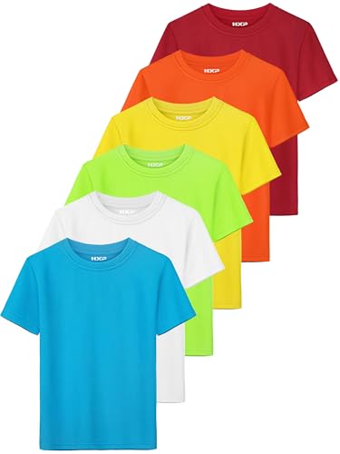 Image of HXP 6 Pack Boys Mesh Athletic Shirts Youth Kids Dry-Fit T-Shirts | Available in Sizes 5-18 Shirts for Boys, Mesh Athletic Kids Clothes, Basketball, Soccer, Football, Golf, School, Summer