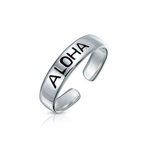 Hawaii Aloha Playa Tropical Delgada Banda Midi Anillo Del Dedo Del Pie Para Mujer 925 Plata Ajustable