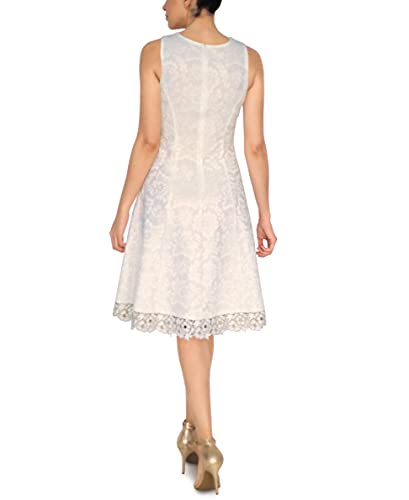 Donna Ricco Women's Sleeveless Fit & Flare Dress With Lace, Ivory/Gold, 12 #TOP1