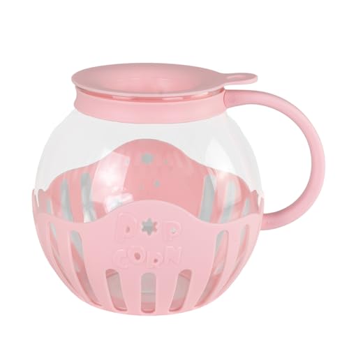 JOCCA - Palomitero de Vidrio para Microondas 2,2L con Rejilla de Silicona, Apto para Lavavajillas, Color Rosa (Rosa)