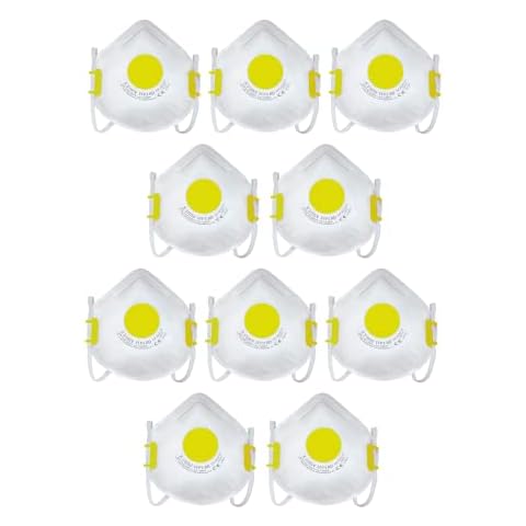 UK SELLER EU MANUFACTURED FFP3 V1 Half Mask Dust Respirator Construction Dust Mask Protective Breathing Mask with Valve CE, EN149:2001+A1:2009 - Pack of (10) Cover