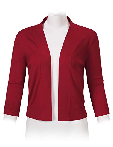 image for GloryStar Women's 3/4 Sleeve Open Front Cropped Cardigan Sweater Light