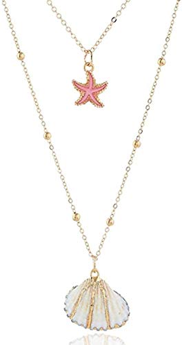 Preisvergleich Produktbild Halskette Beach Style Shell Star Frauen Halskette Anhänger Doppelschichtkette Schmuck Choker Halsketten Party Geschenke