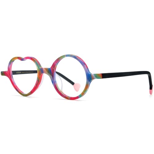Image of HEPIDEM Multicolor Acetate Glasses Frame Men Women Round Eyeglasses Optical Spectacles 9377