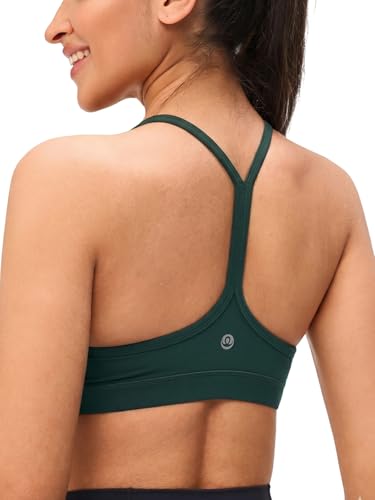 Image of Womens Y Back Padded Sports Bra Strappy U Neck Butter Soft Low Impact Workout Bras Yoga Pilates Walking