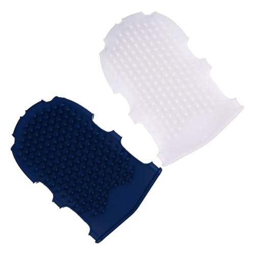 TOYZFRIENDY Guantes de Masaje de Silicona para Baño 2 Piezas Semi-transparente Color Claro y Azul Oscuro, Cepillo Suave y Elástico para Limpieza y Masaje Corporal, Cuidado Piel y Relajación