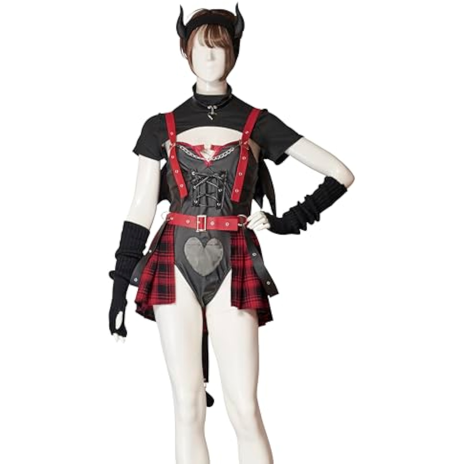 クリアストーン(Clearstone) チロルちゃん監修 コスプレ ハロウィン ボンデージチェックサキュバス レディース ブラック 詳細画像3