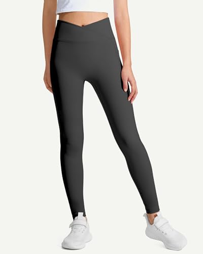 Image of JOCMIC Girls Athletic Leggings High Waist for Kids Yoga Dance Gym Pants with Pocket
