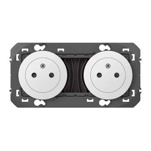 LEGRAND - Prise Double Murale 16A avec Terre dooxie Surface - Prise 2P + T Affleurante avec Fond Rétractable - Fabriqué En France - Blanc