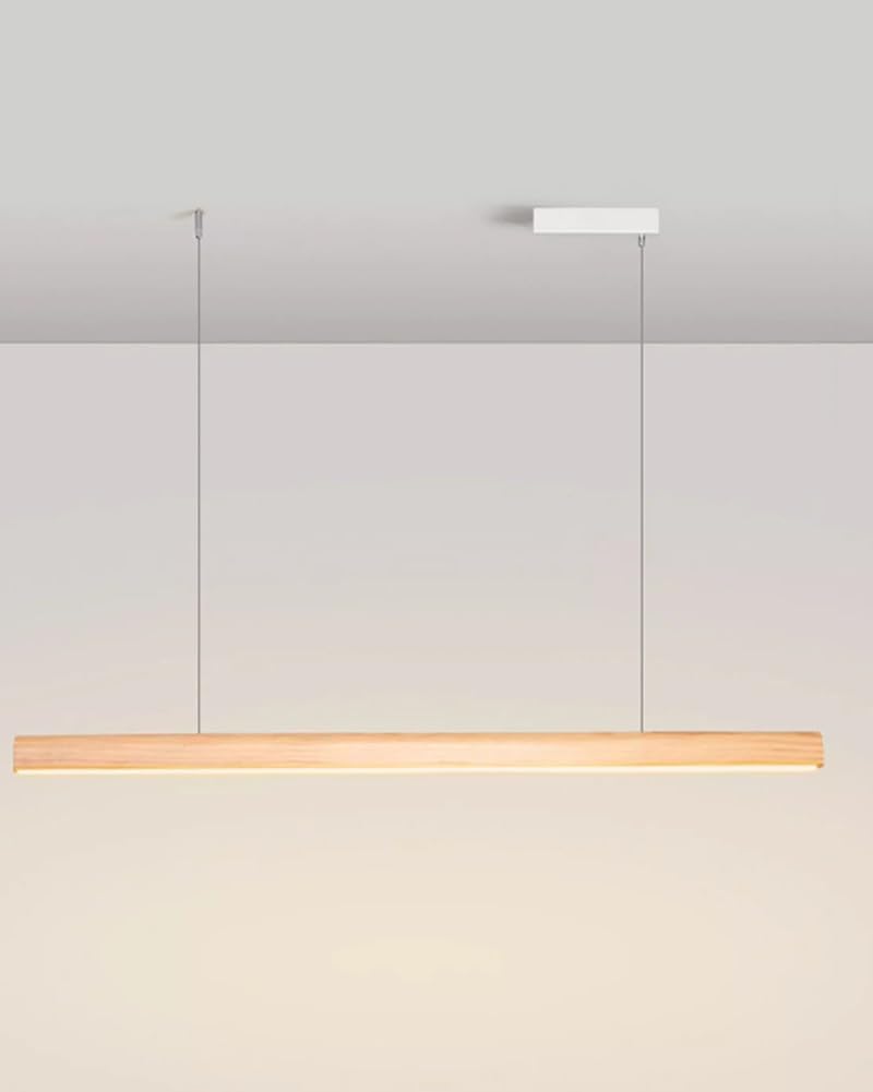 Luminaire LED Suspension Dimmable Cuisine Salle a Manger, 32W Lampe à Suspension avec Télécommande, Lustre Design Moderne Réglable en Hauteur, pour Salon Chambre Table a Manger Couloir(Holz,100cm)