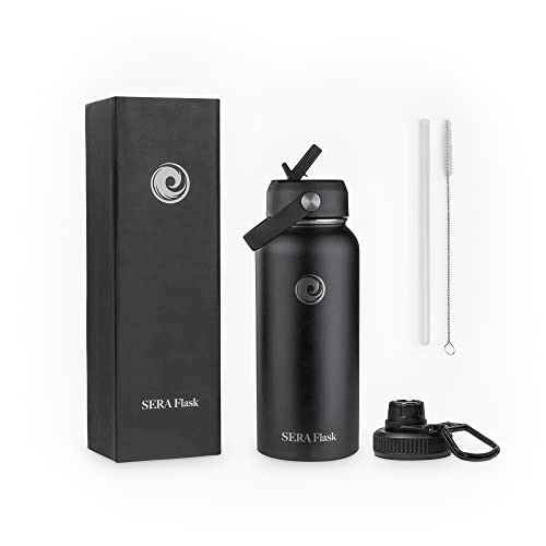 Sera Flask Triple Layer Insulated Stainless Steel Water Bottle 32Oz | Double Wall Vacuum Insulated With Inner Copper Plating | Hot Up To 18 Hours And Cold Up To 24 Hours | 100% Leak Proof #TOP19