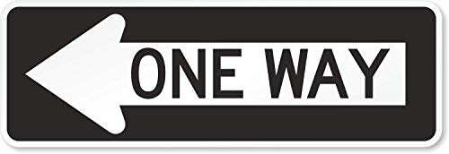 SmartSign - X-R6-1L-EG-12x36-M1 One Way MUTCD Sign With Left Arrow By | 12 x 36 3M Engineer Grade Reflective Aluminum Black on White