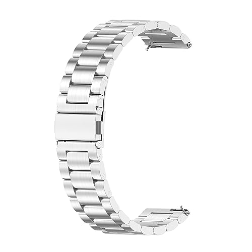 Metal Correa Compatible con Samsung Gear 2 R380/Gear 2 Neo R381/Gear 2 Live R382 Correas, 22mm Pulsera de Repuesto de Acero Inoxidable Hebilla Ajustable Correa para Mujer Hombre (Plata)