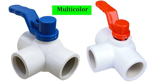 Image of ESEKSAFAR Plain UPVC T-Way Ball valve for (32-33) mm outer diameter pipe fitting (1 inchinch BSP Long handle)
