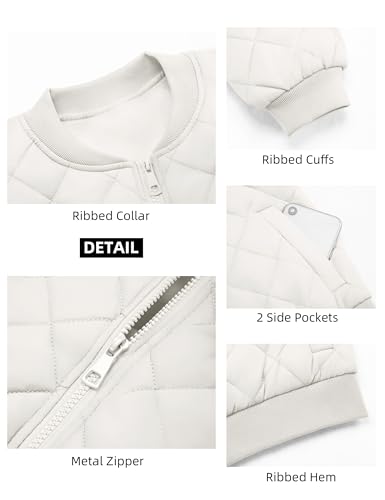 Fengbay Womens Quilted Jackets Full Zip Lightweight Bomber Jacket Long Sleeve Padded Jacket Casual Winter Warm Coats with Pockets