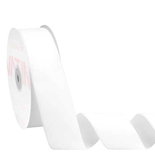 VATIN Valentines Day White Velvet Ribbon 1-1/2 White Premium Plush Velvet Woven Edge Ribbon for Christmas Tree Gift Wrapping Flower Bouquet Wreath Decorations Bow Making- 10 Yards