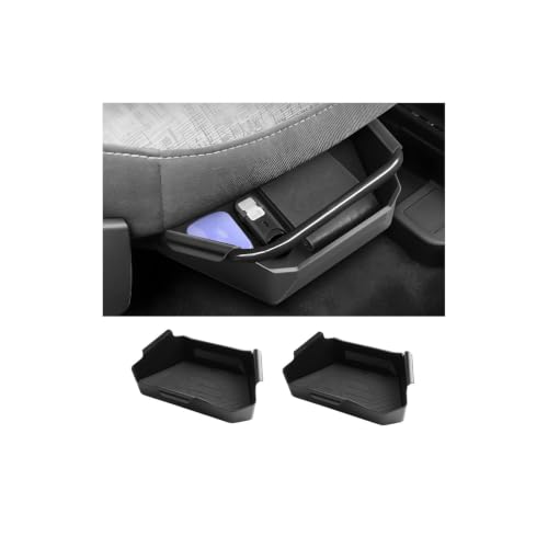 Image of LUWU 2-Pack Under Seat Storage Box Compatible with 2021-2024 2025 2026 Ford Maverick Accessories Center Console Organizer Armrest Console Secondary Storage Box Insert Tray ABS Material Black