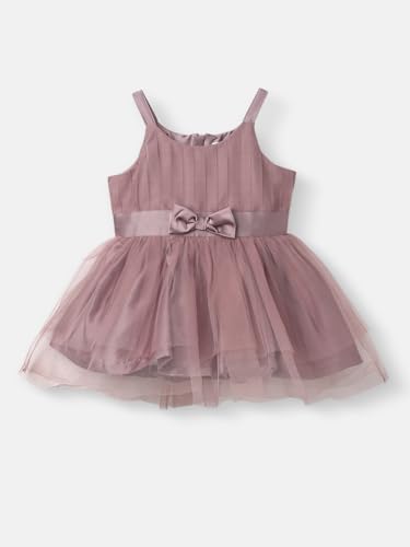 Image of Nautinati Baby Girls Fit & Flare Colourful Party Frock with Mesh & Sequins | Age 0-3 Years
