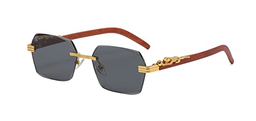 FLAWLESS EYEWEAR Retro Rimless Sunglasses Luxury Buff Vintage Metal Frameless Rectangle Tinted Colored Lens Sun Glasses