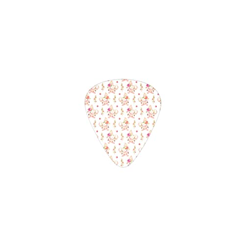 可愛い豚と花 デザインギターピック guitar pick ティアドロップ型 エレキギター/アコースティックギター/クラシックギター/ベース等の練習に最適な12枚セット