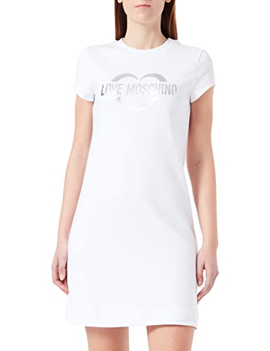 Abito slim fit A-line a maniche corte con stampa a cuore argento
