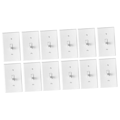 Mikikit 3sets Control Panel Switch Board White Retro Switch Wall Plate Toggle Mechanical Panel for Home Office Lighting 4pcs*3