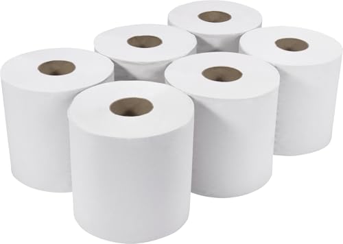Officely Centrefeed White Rolls - 2 Ply Heavy Duty Industrial Towels - 150 Metres (Pack of 6)