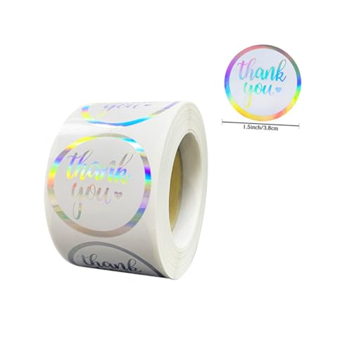 WOONEKY R彩?射感謝シール 丸型 ラベル 封筒封印 ラッピング用 ステッカー 業務用 パーティーや贈答に