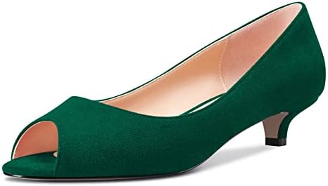 CASTAMERE Women Low Kitten Heel Peep Open Toe Sandals Slip-on Wedding Dress 1.4 Inches Heels