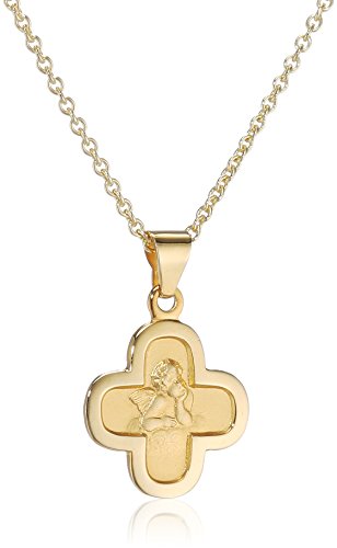 Xaana AMZ00151 Pendentif ange gardien pour enfant 12 mm en or jaune 333 avec chaîne en argent plaqué or 36/38 cm, Caoutchouc, Pas de gemme