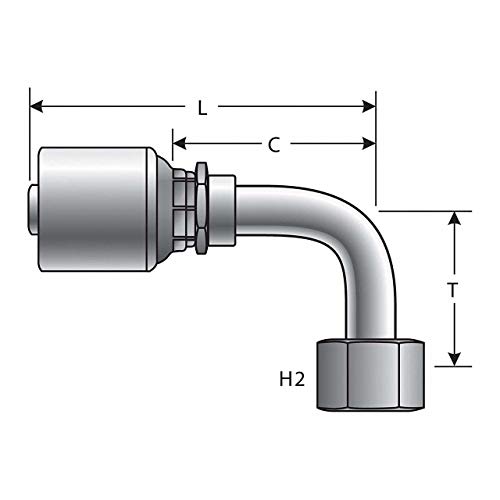 Image of Gates G25205-0808 Female SAE 45 Flare Swivel 90 Bent Tube (Mega Crimp)