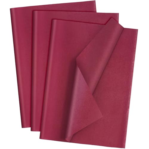 Teling 500 Sheets Burgundy Wine Tissue Paper for Gift Bags 14 x 20 Inches Gift Wrapping Tissue Paper Bulk for Back to School Weddings Birthday Christmas DIY Crafts Flowers
