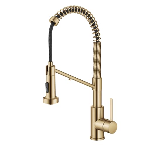 Kraus Bolden 2-in-1 Pull-Down Single Handle Kitchen Sink Filter Water Faucet for Reverse Osmosis or Water Filtration System in Brushed Brass, KFF-1610BB