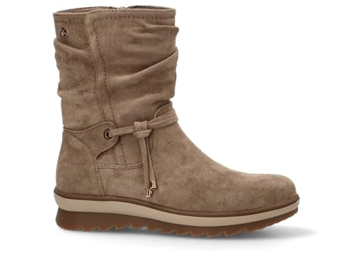 Etika Botas Camperas de Media Caña para Mujer, Bota Estilo Cowboy con Caña Arrugada (Slouchy), Tacón Cubano Bajo y Cremallera, Modelo 11112 Taupe - 39
