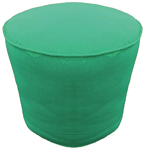 Ottoman Round Pouf Cover with Piping Footstool Cover Cotton Teal Blue 18
