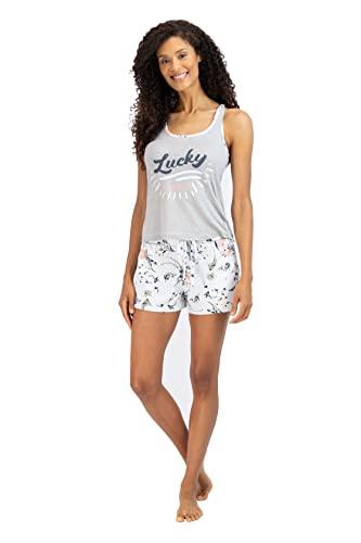 Image of Lucky Brand Womens 2 Piece Lounge Set, Lightweight Soft Pajamas Sleepwear Crossback Tank Top and Sleep Shorts