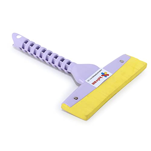 Image of Krivan Window Wiper Window Squeegee Mirror Scraper Perfect for Shower Doors Window Mirror Car Glass Bathroom with Soft Rubber Blade Wiper Window Cleaner (Set of 2, Purple)