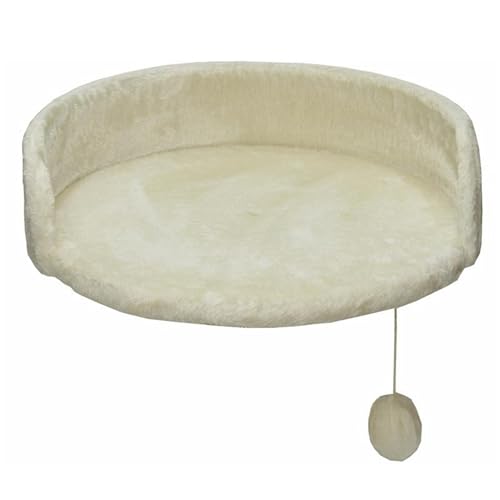 nanook Plate Forme XXL Point de Vue pour Arbre à Chat Ø 46 cm - Bord 12 cm - avec Balle de Jeu - Beige-Amande