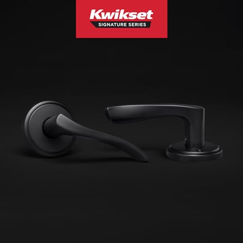 Image of Kwikset Sedona Interior Passage Door Handle, Lever for Closet and Hallway Doors, Reversible Non-Locking Handle Lever, Matte Black, with Microban Protection