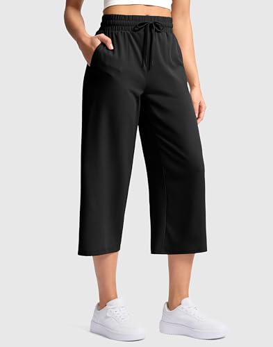 Soothfeel Women's Capri Pants Loose High Waisted Wide Leg Lightweight Travel Hiking Pants for Women Casual Summer with Pocket2