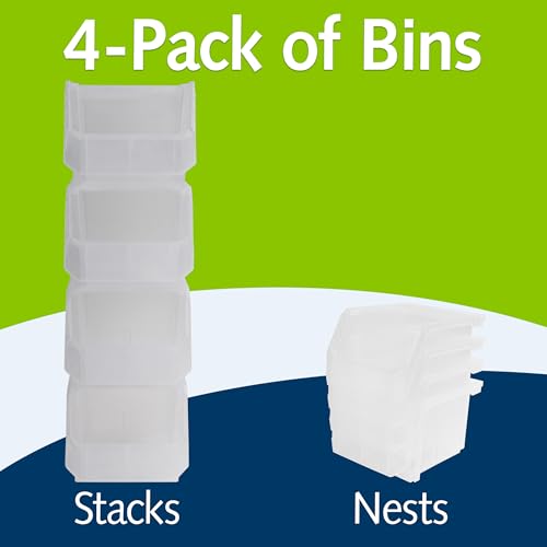 Image of ReadySpace Plastic Containers for Organizing and Storage Bins for Drawers, Desks, Office Organization, and Garage, Stackable Bins, Medium-Tall (7 inch x 11 inch x 8 inch), 4-Pack, Black