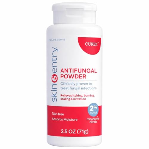 SKINCENTRY Antifungal Powder - 2% Miconazole Nitrate Treatment for Athletes Foot Jock Itch & Ringworm Talc-Free Moisture Control Relieves Itching Burning & Chafing - 2.5 oz