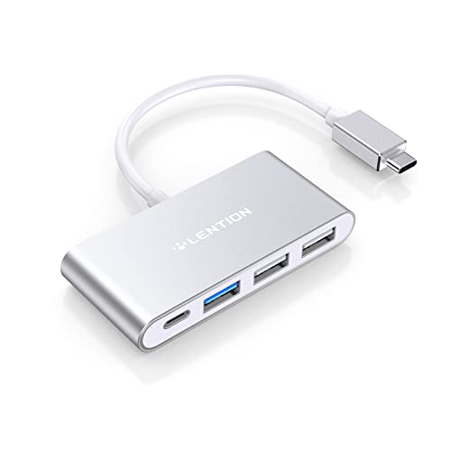 lention Hub USB C 4 en 1 Adaptateur USB C vers USB 3.0 USB 2.0 100W PD Hub Multiport Compatible avec Mac Air 2022-2018 M2/M1 & MacBook Pro 2023-2016, iMac, ChromeBook, iPad, Surface Pro (C13 Argent)