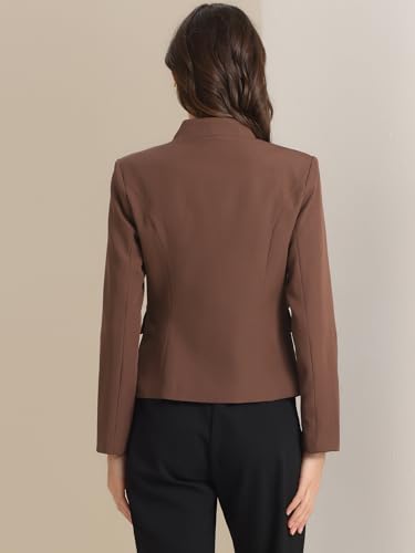 Allegra K Business Casual Blazer for Women's Notched Stand Collar Long Sleeve Button Work Blazer Suit Jacket3