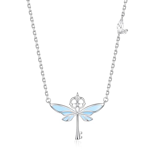 Harry Potter x FANCIME Collaboration - Flying Keys Necklace - Glow-in-the Dark Design, Sterling Silver Pendant Necklace Jewellery Gift for Women Girls