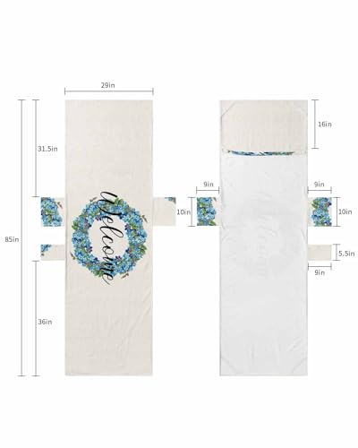 Blue Flower Wreath Beach Pool Patio Lounge Chaise Chair Cover Towel with Pockets,Absorbent & Quick Dry Microfiber Towel Cover Bag Summer Travel Accessories for Sunbathing Weclome Floral Rural Burlap