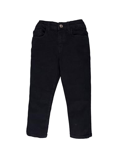 Image of KiddoPanti Boys Regular Fit Denim Pant | Stretch Poly Cotton Denim | Regular Fit Full Length Pant | Back Elasticated & Button with Zip Open Fly