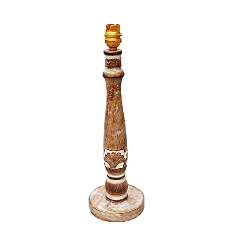 Image of LOGRO Pack of 2piece Antique Wood Fancy Night lamp Table Lamps for Bedroom with Khadi Shade | Vintage Night Lamp | Home Decor Items - Bulb Not Include